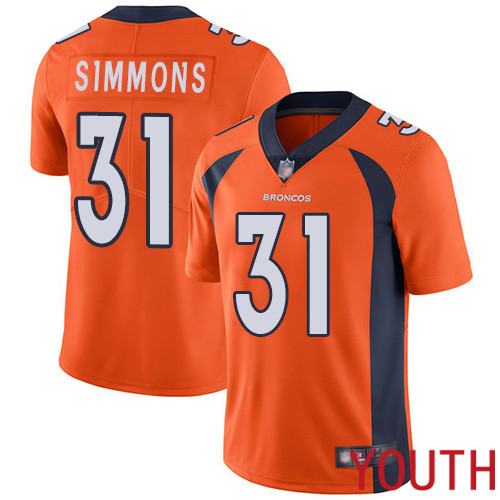 Youth Denver Broncos #31 Justin Simmons Orange Team Color Vapor Untouchable Limited Player Football NFL Jersey->youth nfl jersey->Youth Jersey